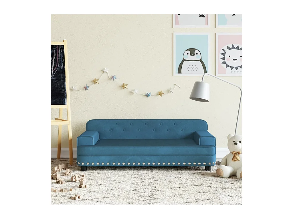 Canapé pour enfants bleu 90x53x30 cm velours FR768202