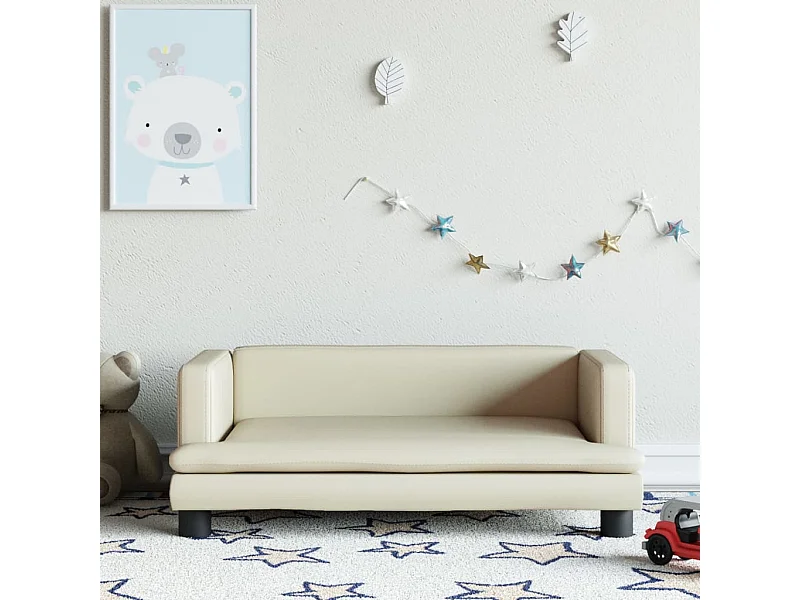 Kinderbank 80x45x30 cm kunstleer crèmekleurig BE287325