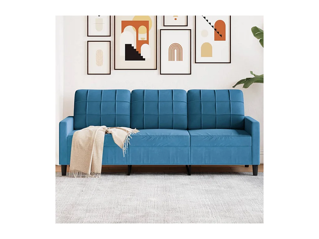 Canapé à 3 places Bleu 180 cm Velours FR432946