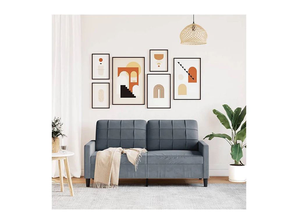 Canapé à 2 places Gris foncé 140 cm Velours FR100144