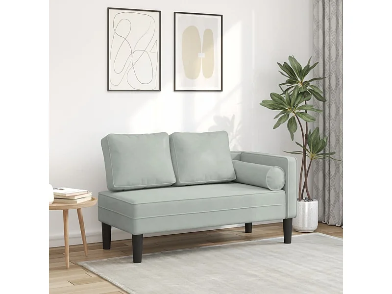 Sofá diván con cojines terciopelo gris claro ES821891