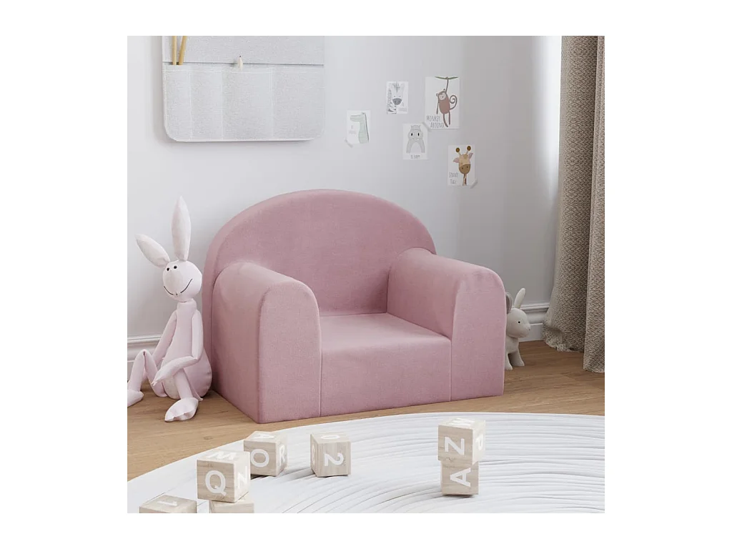 Canapé pour enfants rose peluche douce FR370689