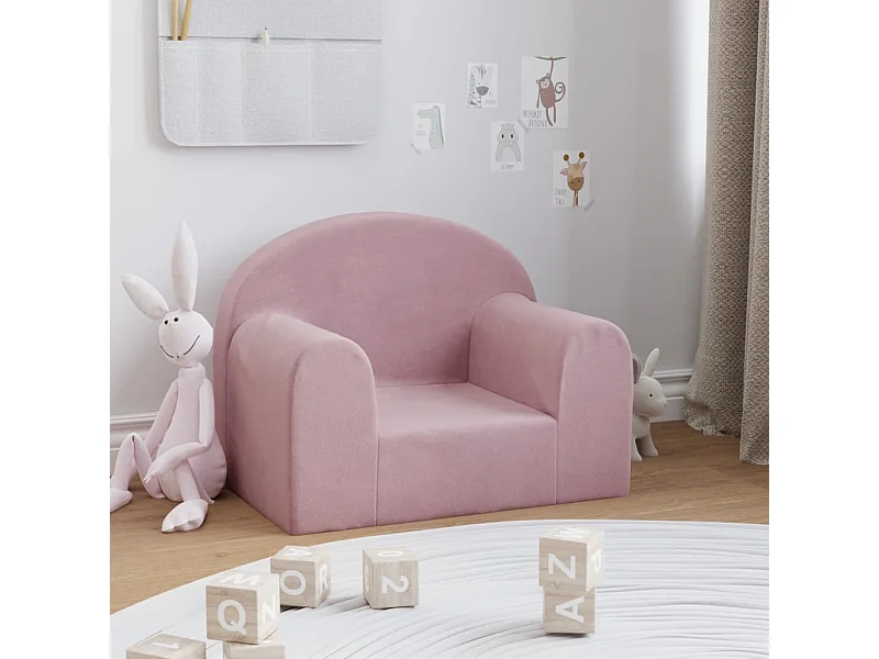 Canapé pour enfants rose peluche douce FR370689