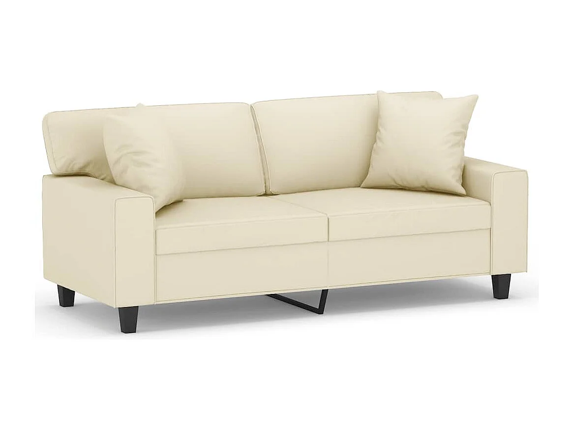 Sofá de 2 plazas con cojines cuero sintético color crema 140 cm ES640632