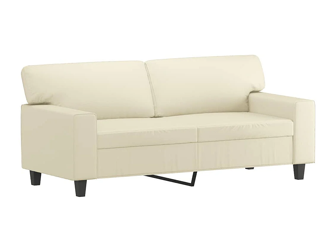 Sofá de 2 plazas con cojines cuero sintético color crema 140 cm ES640632