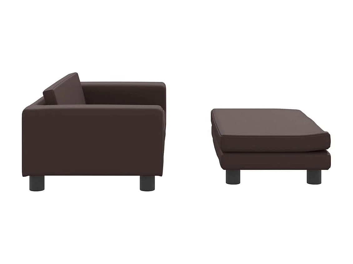 Canapé avec repose-pied pour enfants marron 100x50x30 cm FR611565