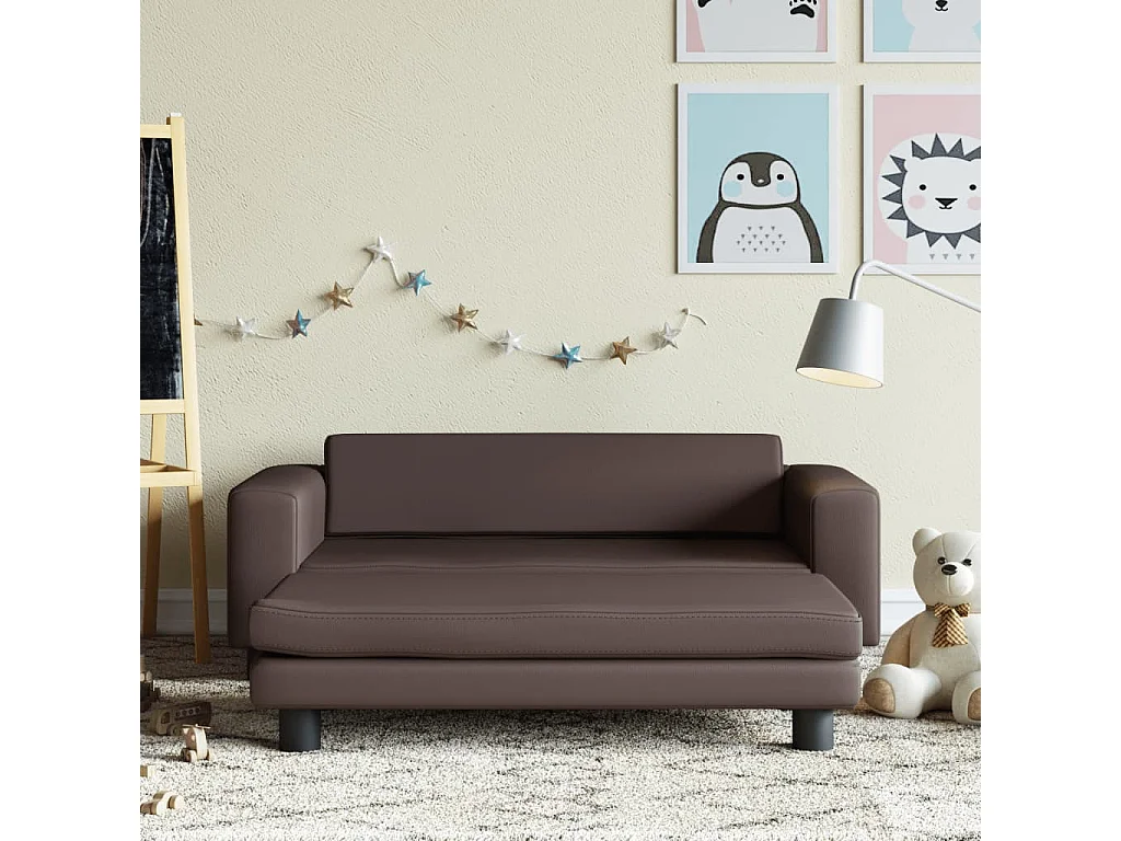 Canapé avec repose-pied pour enfants marron 100x50x30 cm FR611565