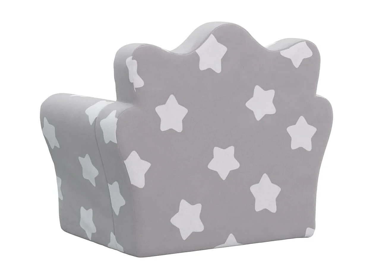 Canapé pour enfants gris clair avec étoiles peluche douce FR305424