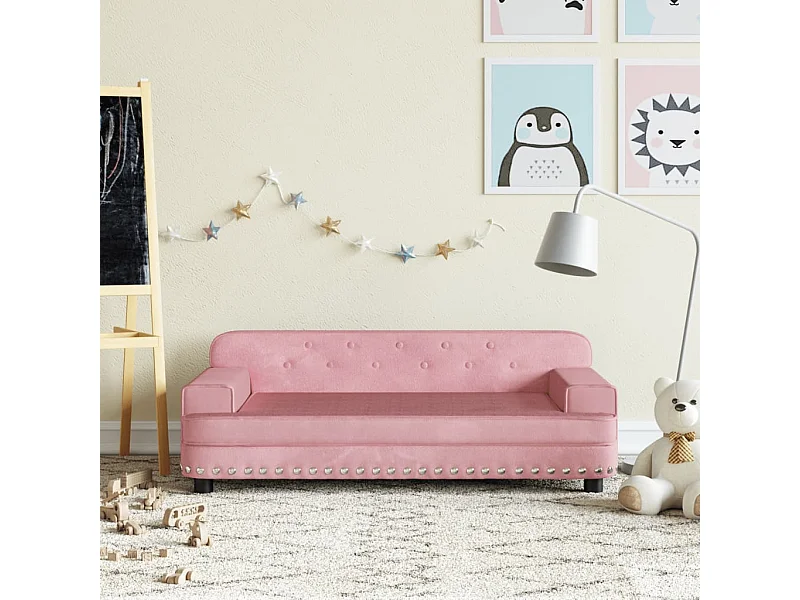 Canapé pour enfants rose 90x53x30 cm velours FR447630