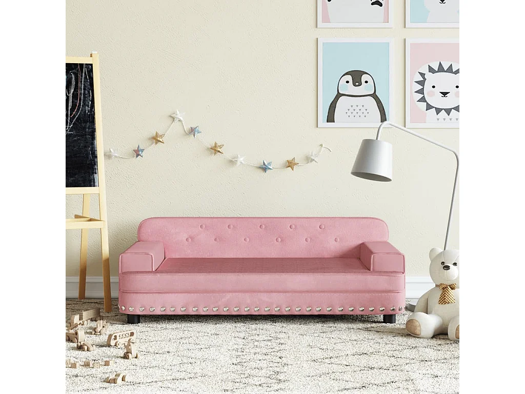 Canapé pour enfants rose 90x53x30 cm velours FR447630