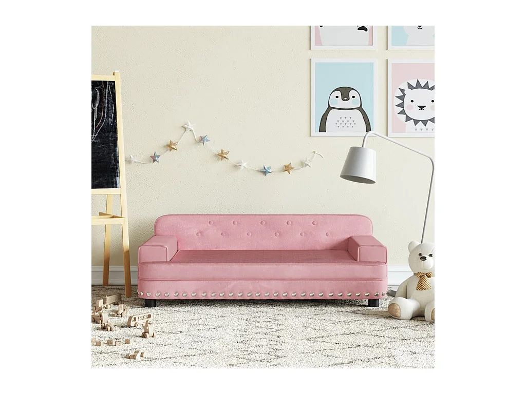 Kinderbank 90x53x30 cm fluweel roze BE501786