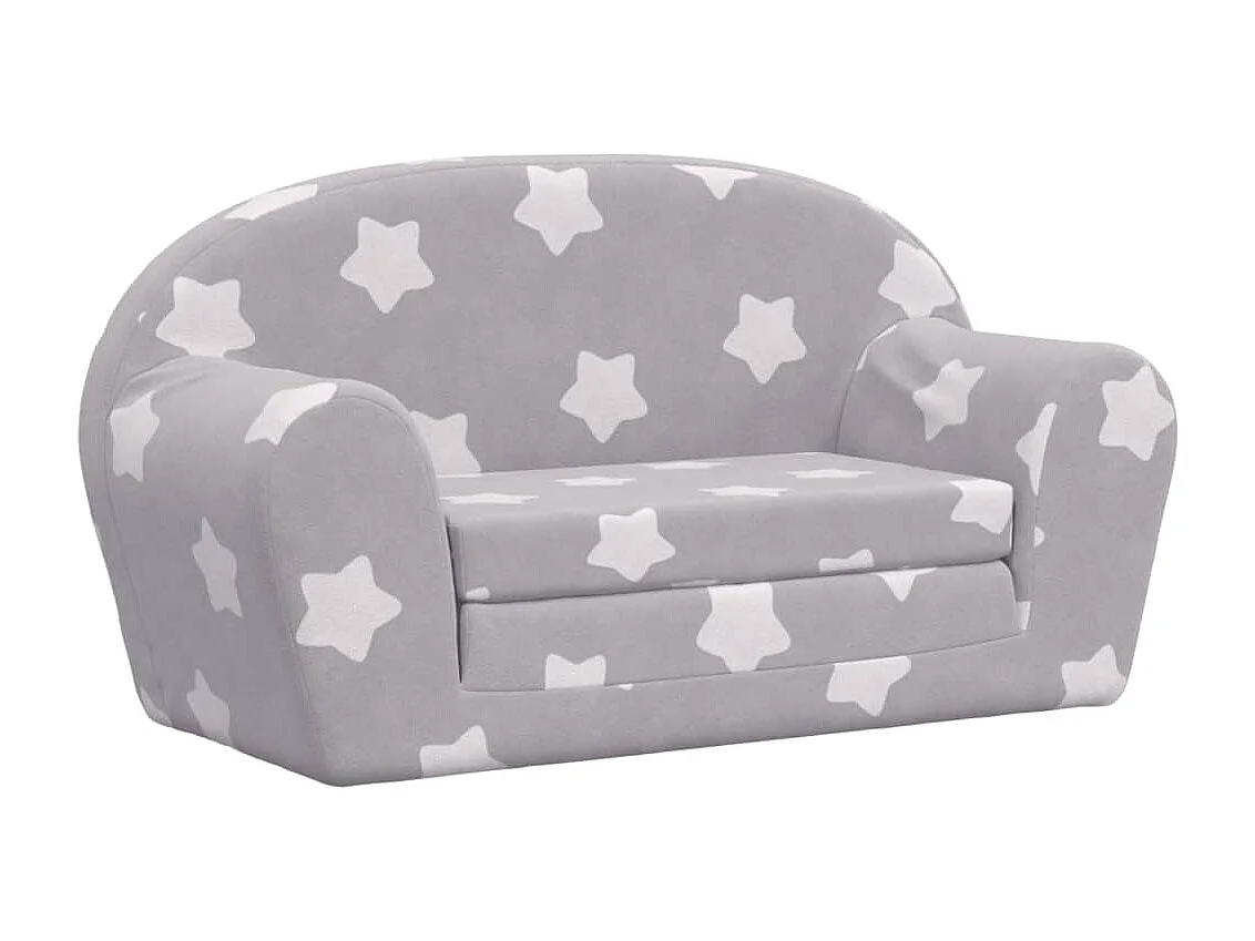 Canapé-lit enfant 2 places gris clair étoiles peluche douce FR200168