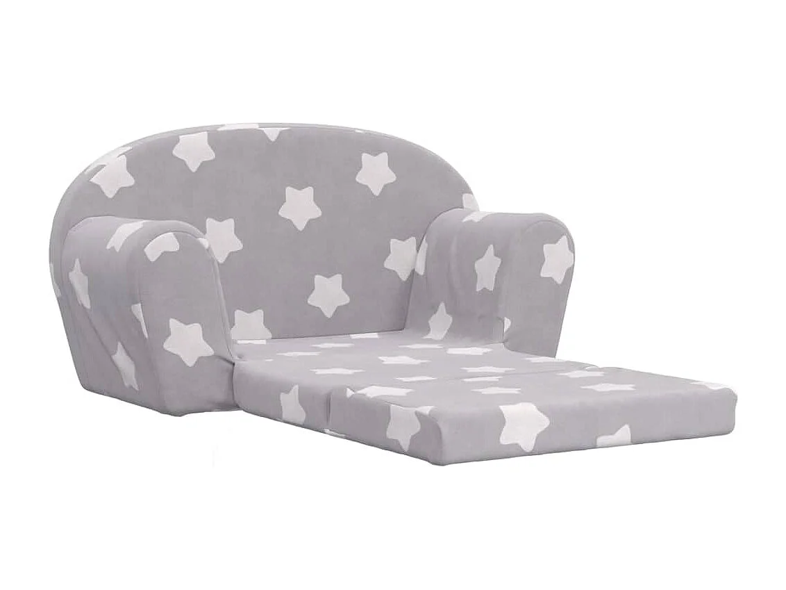 Canapé-lit enfant 2 places gris clair étoiles peluche douce FR200168