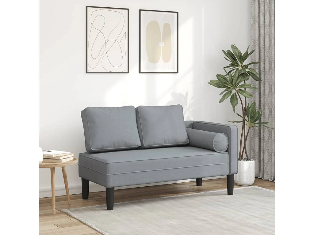 Chaise longue met kussens stof lichtgrijs BE408976