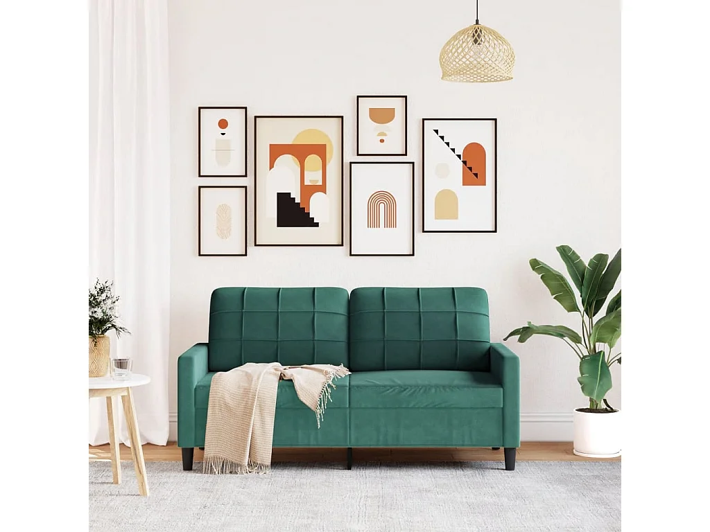 Canapé à 2 places Vert foncé 140 cm Velours FR395326
