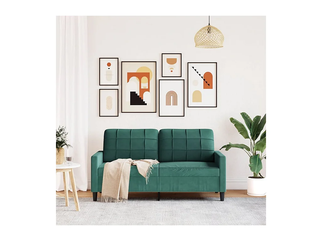 Canapé à 2 places Vert foncé 140 cm Velours FR395326