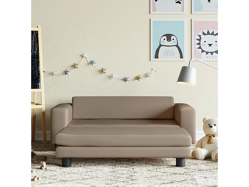 Canapé avec repose-pied pour enfants cappuccino 100x50x30 cm FR922637