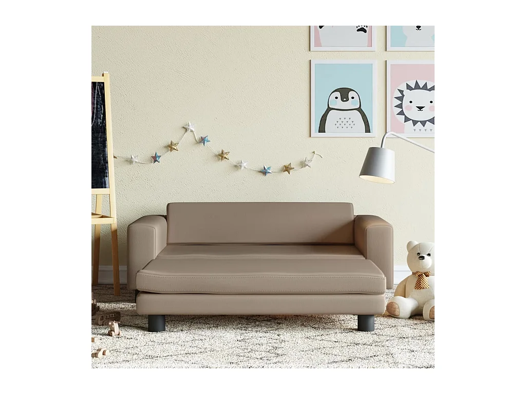 Canapé avec repose-pied pour enfants cappuccino 100x50x30 cm FR922637