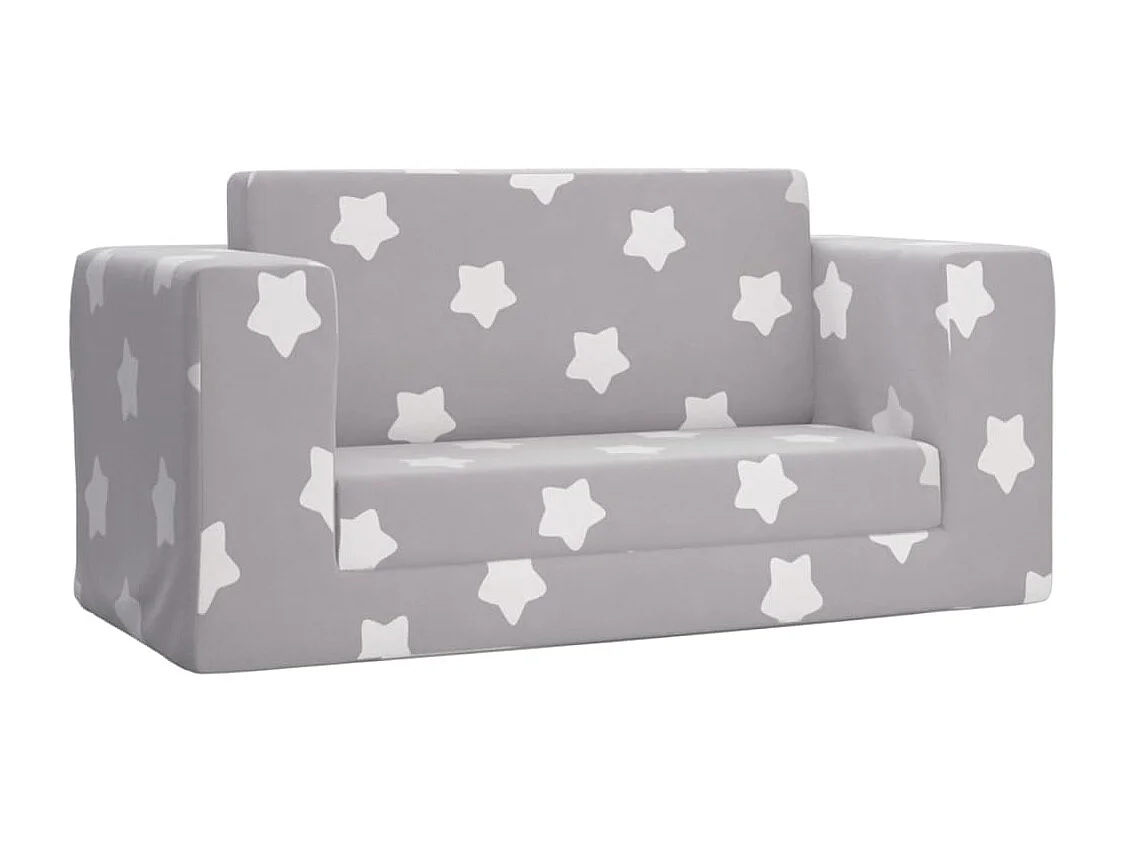 Canapé-lit enfant 2 places gris clair étoiles peluche douce FR347761