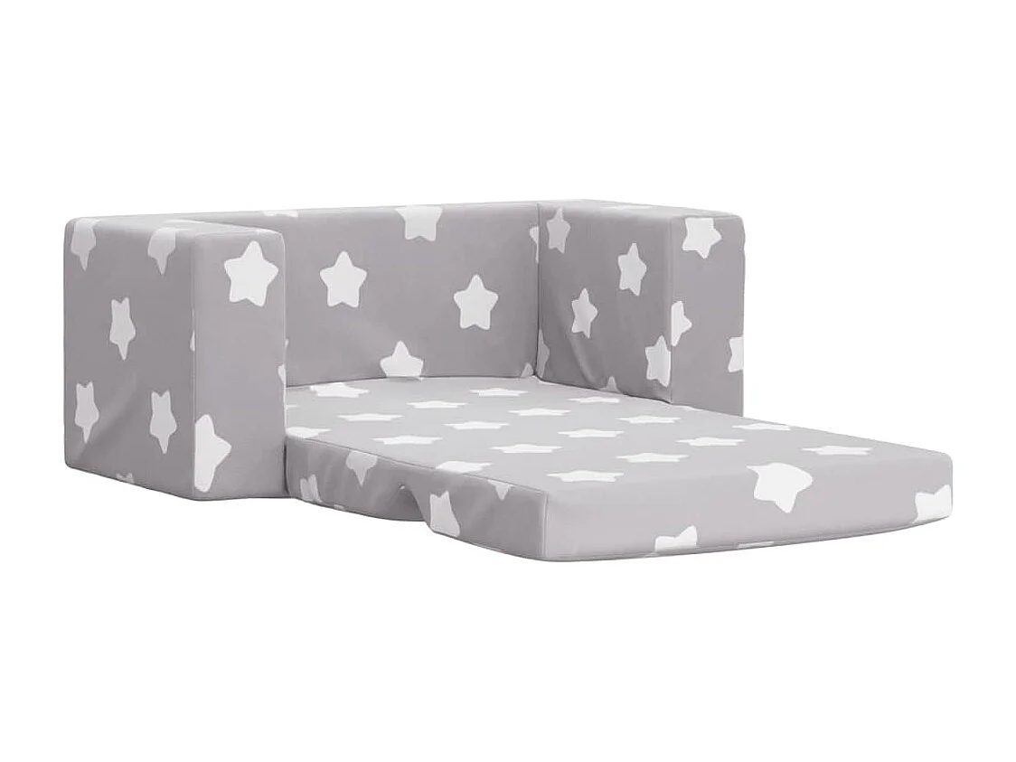 Canapé-lit enfant 2 places gris clair étoiles peluche douce FR347761
