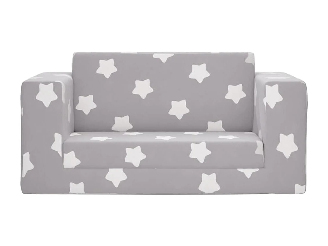 Canapé-lit enfant 2 places gris clair étoiles peluche douce FR347761