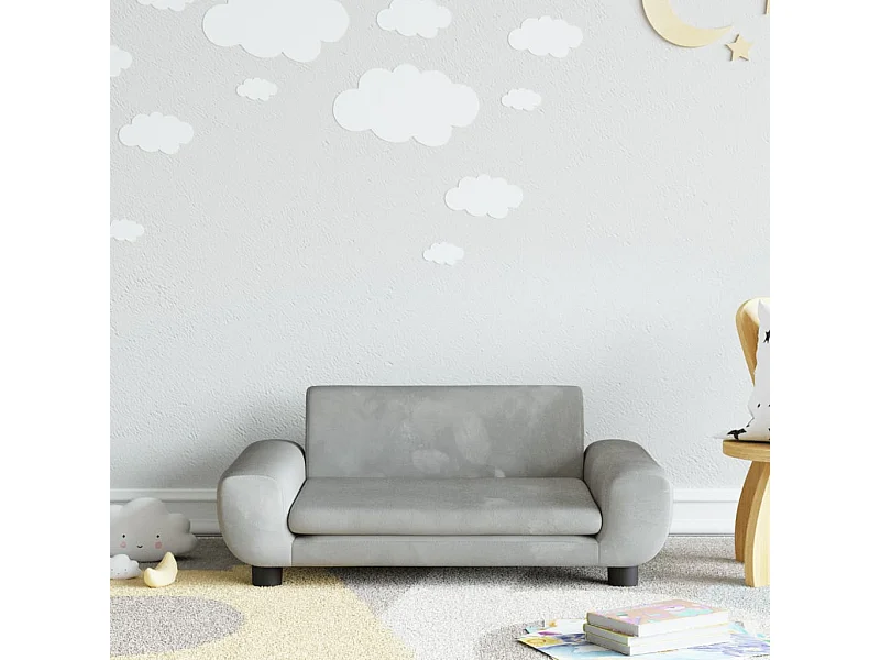 Sofá para niños de terciopelo gris claro 70x45x33 cm ES899426