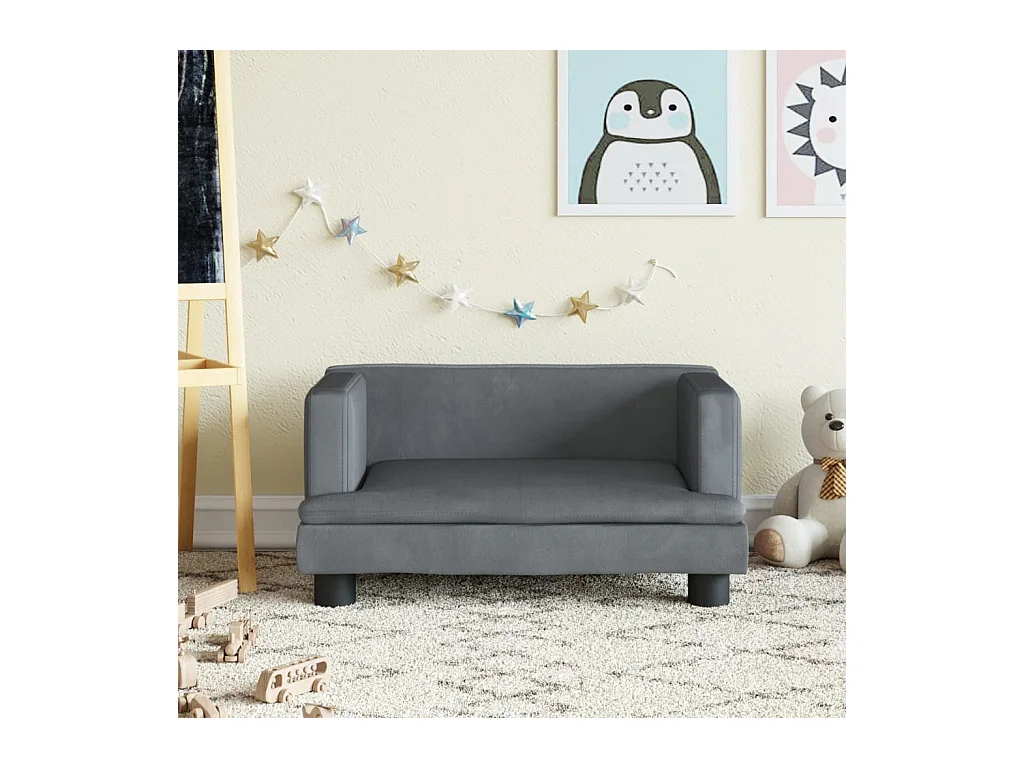 Canapé pour enfants gris foncé 60x40x30 cm velours FR803525