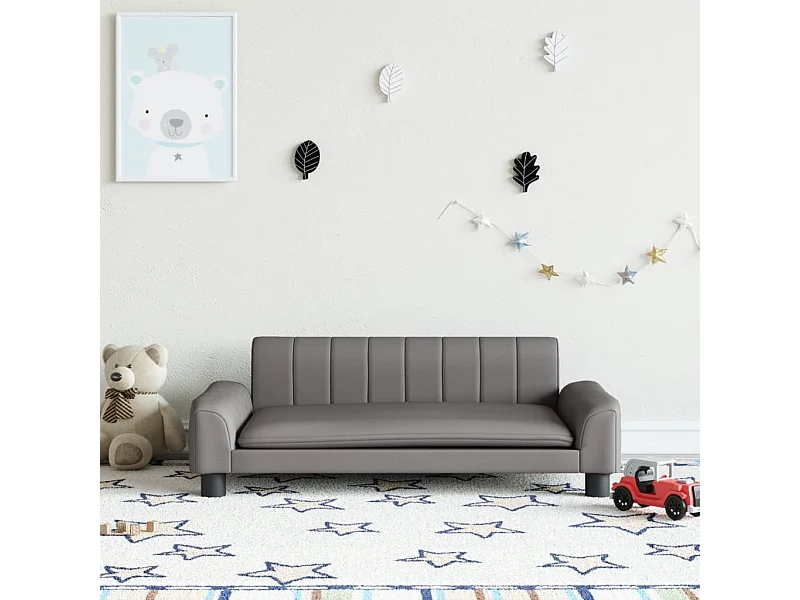 Sofá infantil 90x53x30 cm couro artificial cinzento PT930998