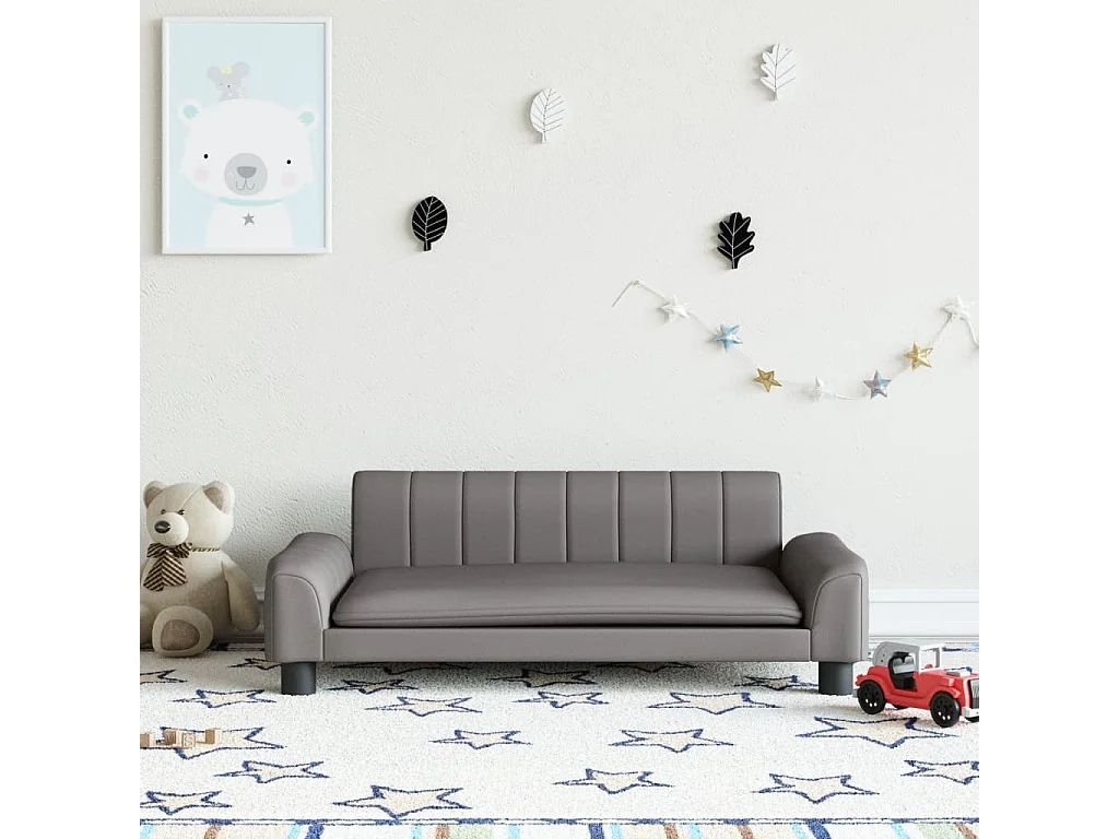 Sofá para niños de cuero sintético gris 90x53x30 cm ES252901