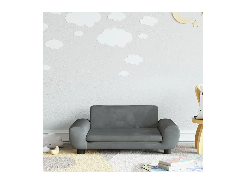 Canapé pour enfants gris foncé 70x45x33 cm velours FR533704