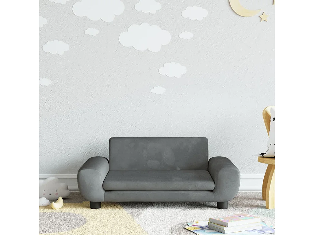 Canapé pour enfants gris foncé 70x45x33 cm velours FR533704