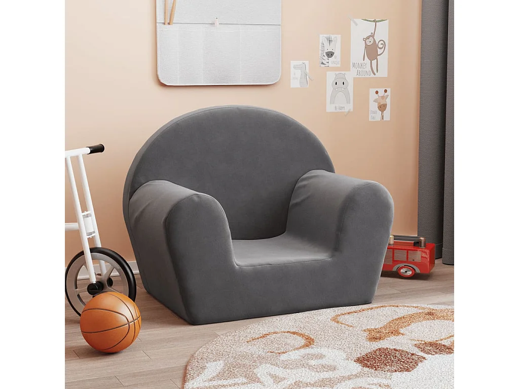 Canapé pour enfants anthracite peluche douce FR241324
