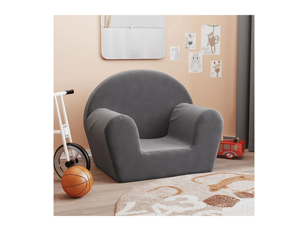 Canapé pour enfants anthracite peluche douce FR241324