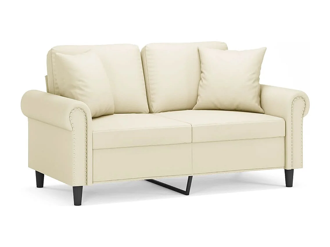 Canapé 2 places avec oreillers crème 120 cm similicuir FR855559