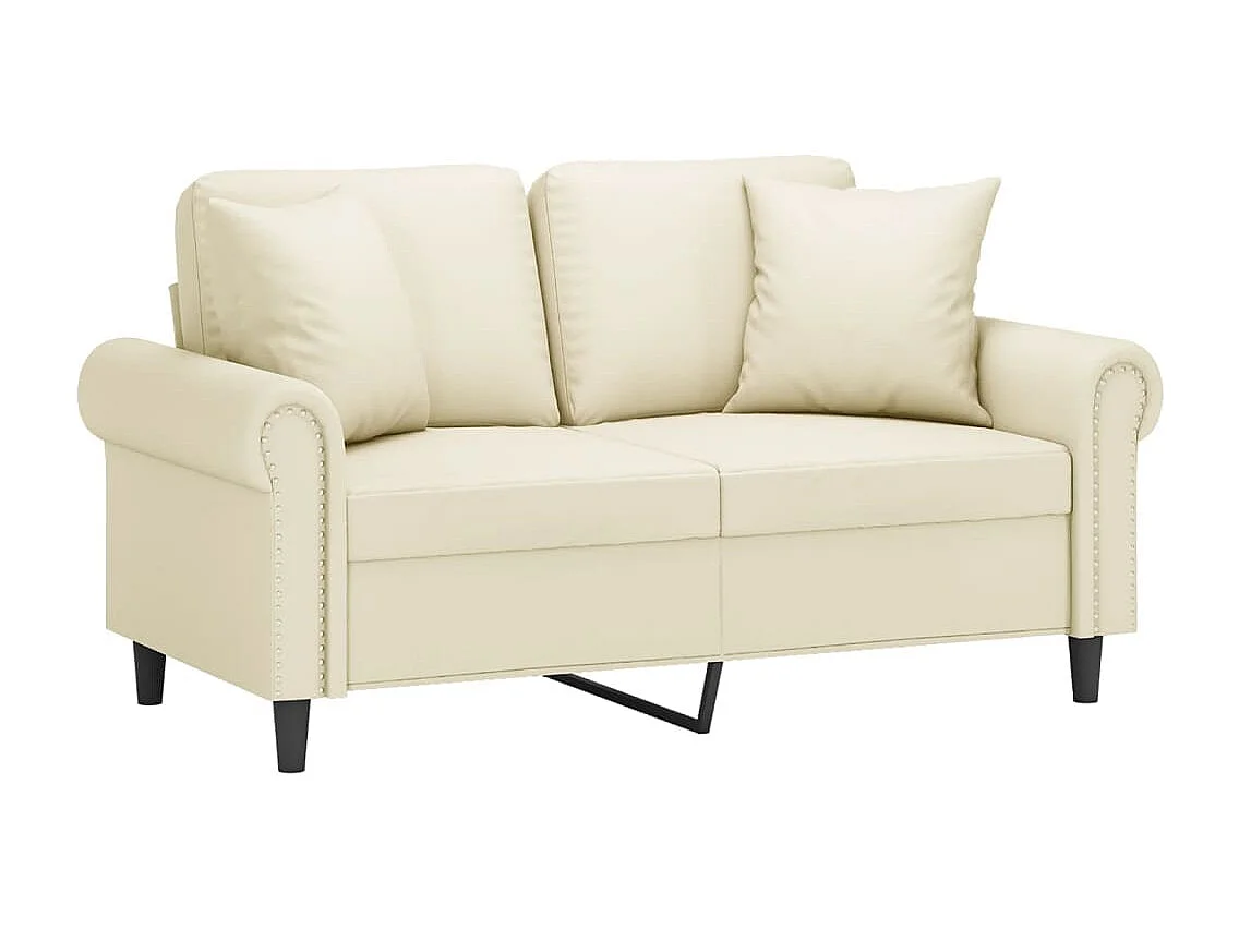 Canapé 2 places avec oreillers crème 120 cm similicuir FR855559