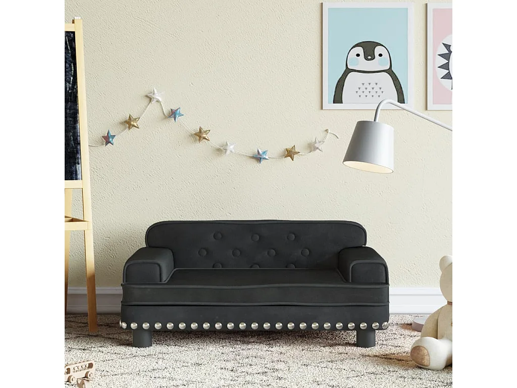 Canapé pour enfants noir 70x45x30 cm velours FR356931