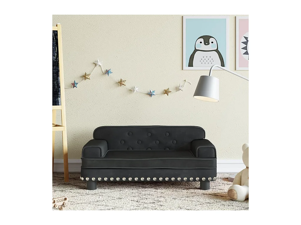 Canapé pour enfants noir 70x45x30 cm velours FR356931
