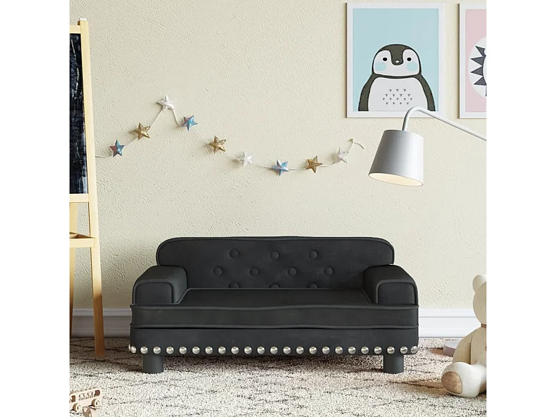 Canapé pour enfants noir 70x45x30 cm velours FR356931