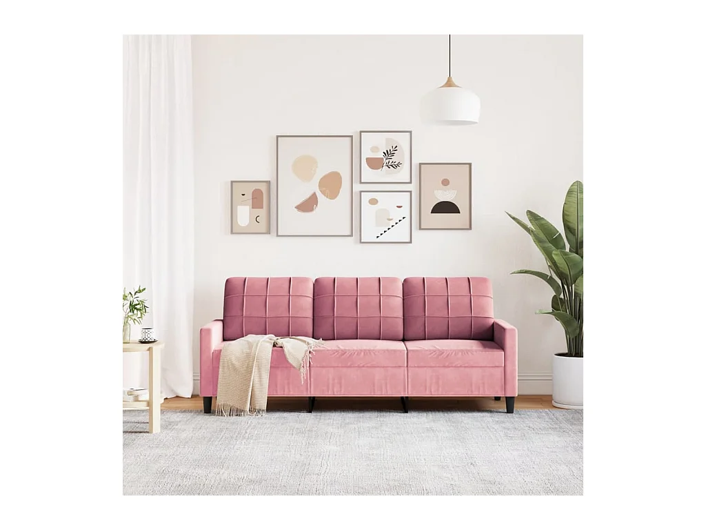 Canapé à 3 places Rose 180 cm Velours FR114547