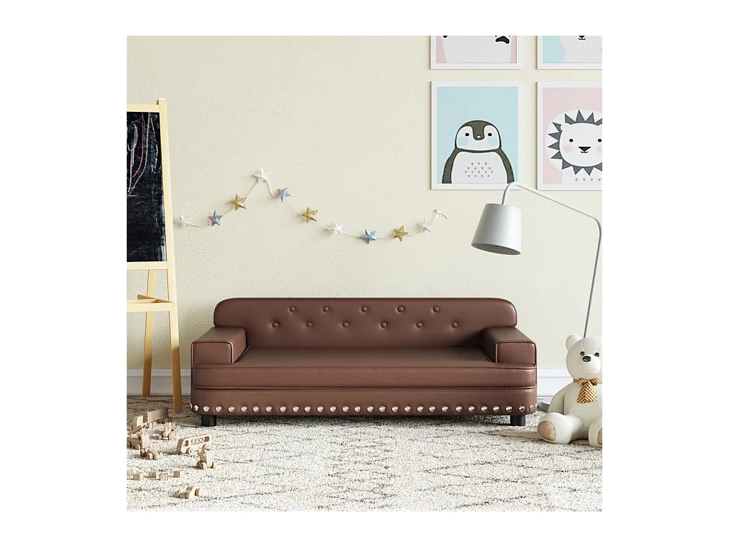 Kinderbank 90x53x30 cm kunstleer bruin BE764686