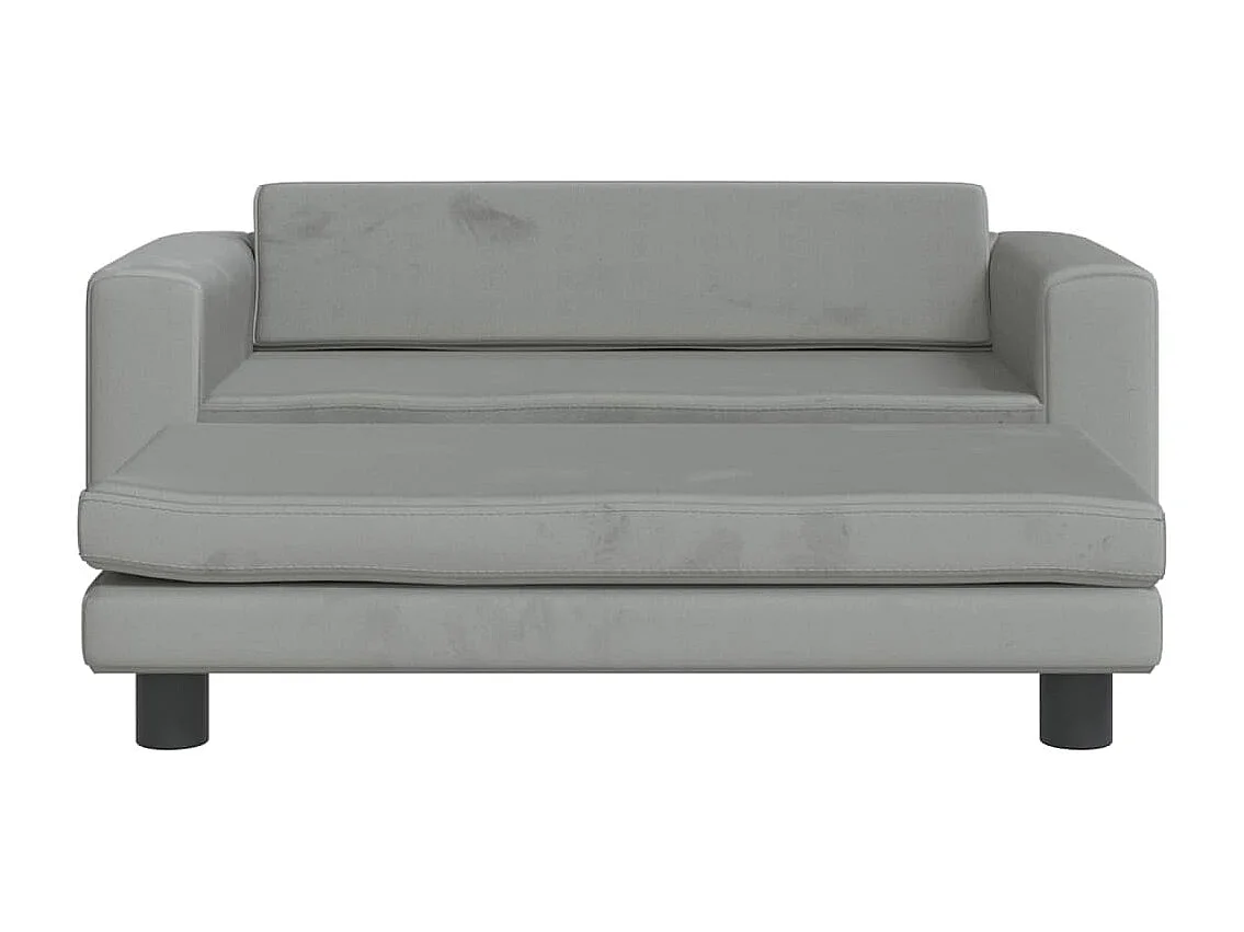 Sofá infantil com apoio de pés 100x50x30 cm veludo cinza-claro PT426810