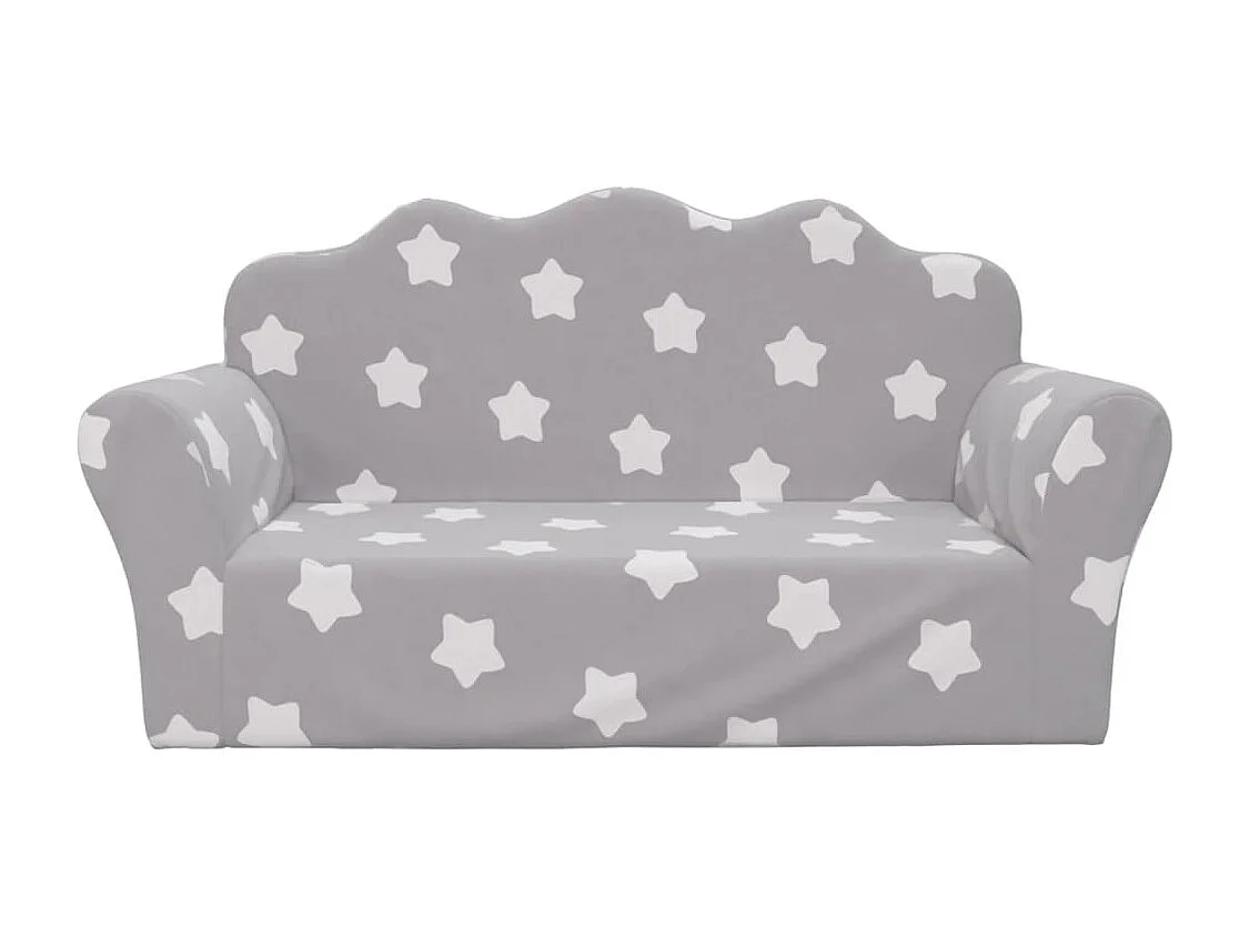 Canapé enfants 2 places gris clair avec étoiles peluche douce FR667191