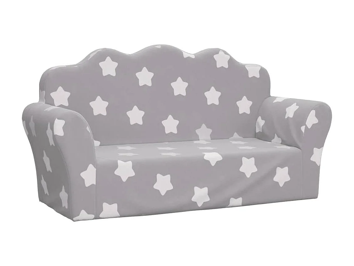 Sofá de niños de 2 plazas felpa suave gris claro con estrellas ES855309