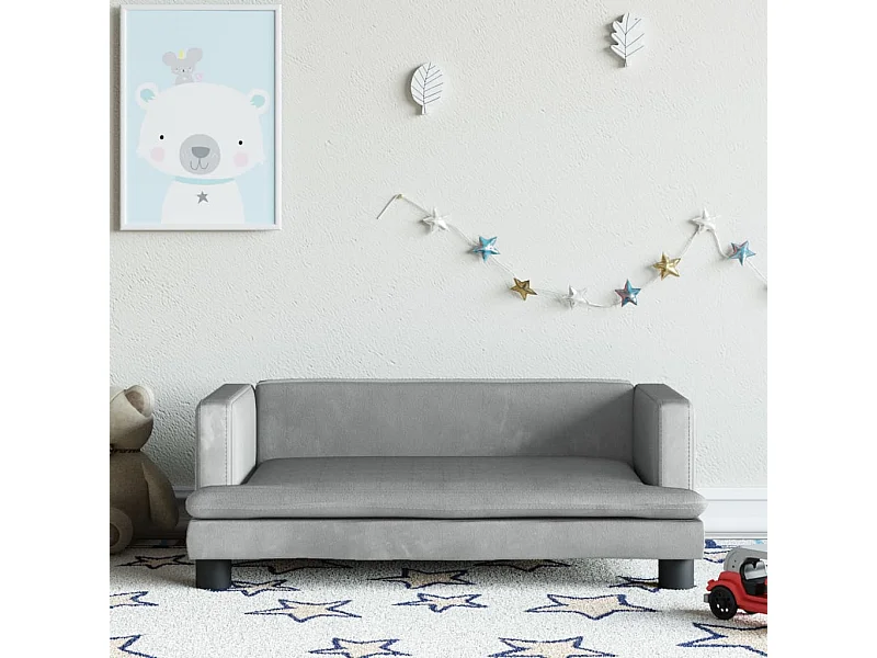 Sofá para niños de terciopelo gris claro 80x45x30 cm ES132822