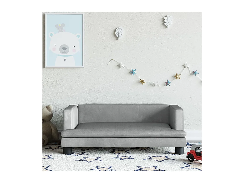 Canapé pour enfants gris clair 80x45x30 cm velours FR616370