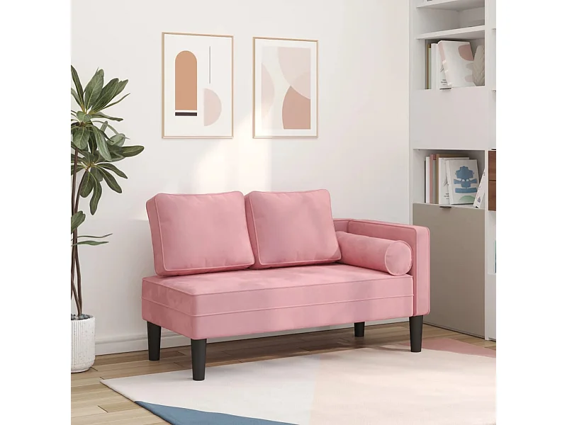 Chaise longue com almofadões veludo rosa PT564969