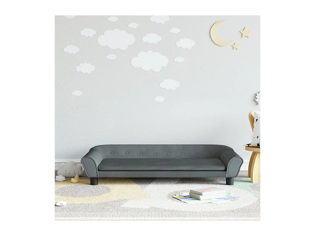 Canapé pour enfants gris foncé 100x50x26 cm velours FR168420