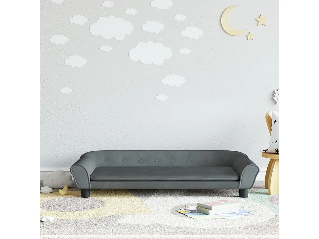 Kinderbank 100x50x26 cm fluweel donkergrijs BE560629