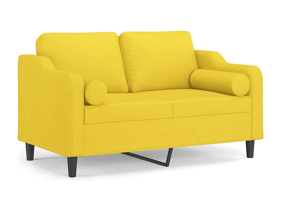 Sofá de 2 plazas con cojines tela amarillo claro 120 cm ES397863