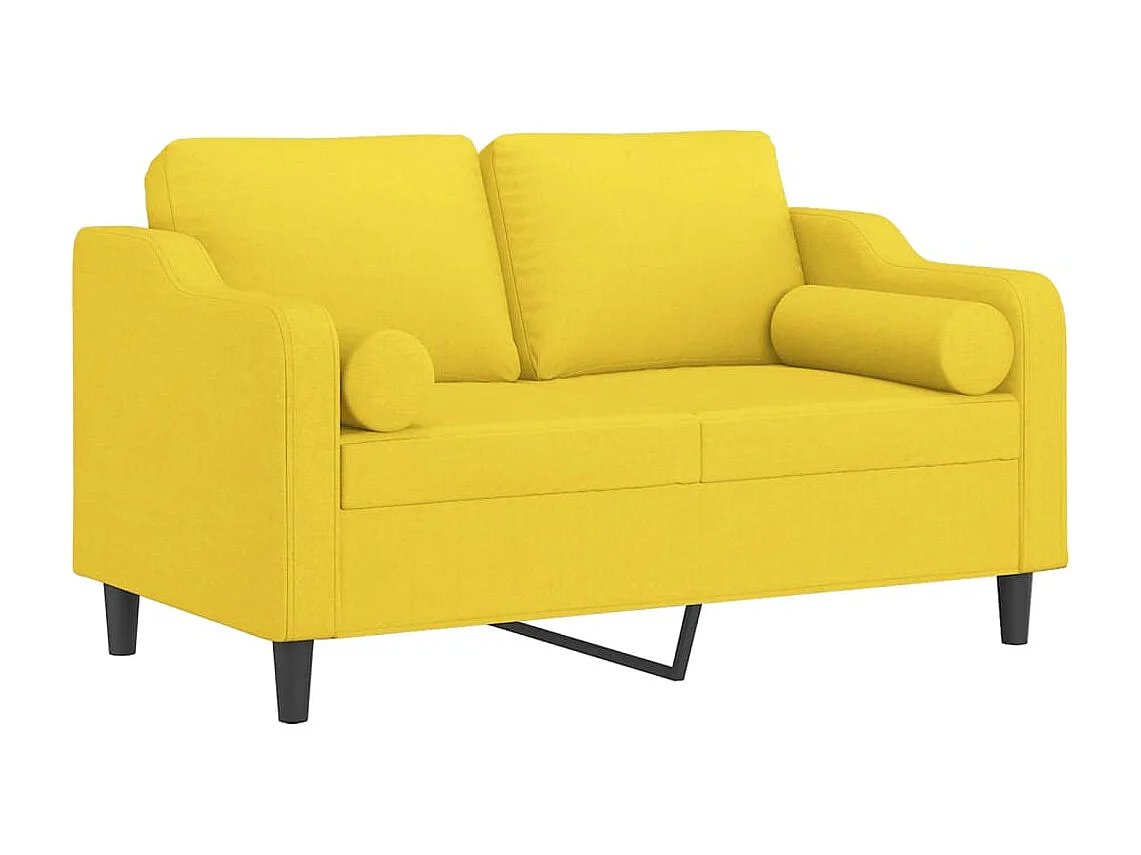 Sofá de 2 plazas con cojines tela amarillo claro 120 cm ES397863